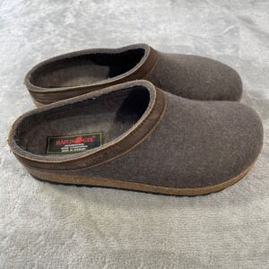 Haflinger Grizzly Wool Clogs  Men 10 Women 12 EU 43 Brown Leather Trim